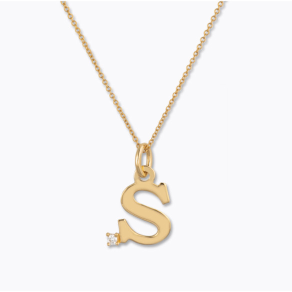Collar Inicial S Dot Diamond - Lettres de diamant d'or initiales
