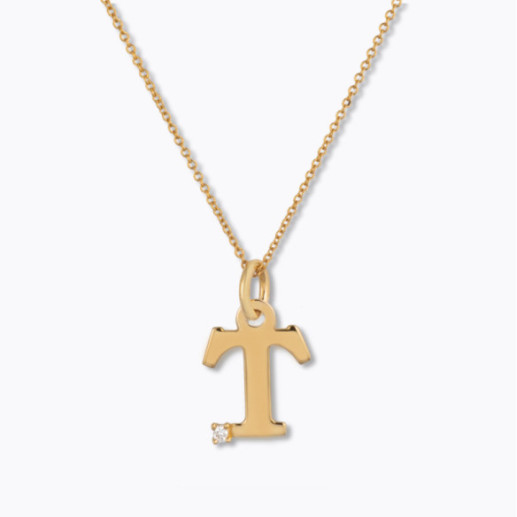 Collar Inicial T Dot Diamond - Letras Iniciales