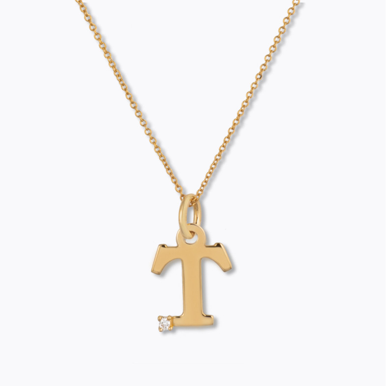 Collana iniziale T Dot Diamond - Initial Gold Diamond Letters