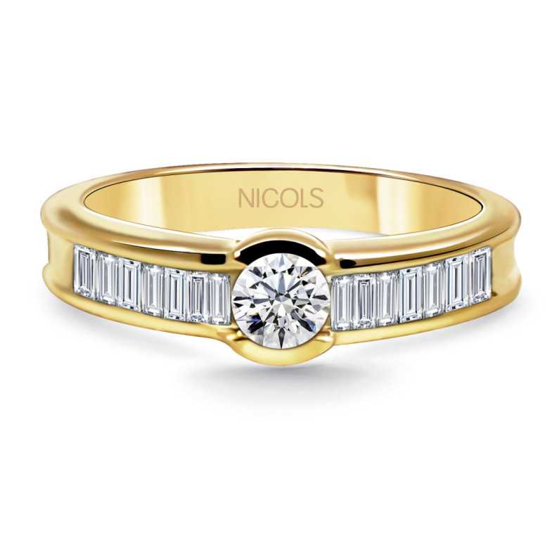 Anel de diamante Emily 0,50 ouro amarelo - Alianças baguette