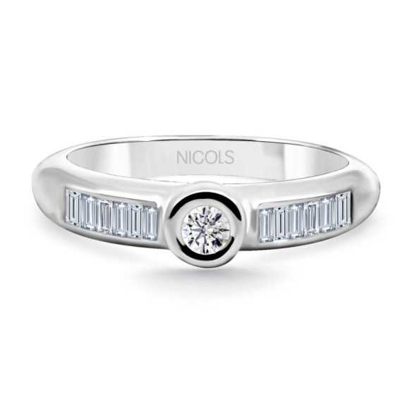 Anillo Diamantes Emily Oro Blanco 0,40ct - Talla Brillante