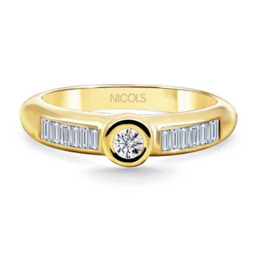 Anel de diamante de aniversário de diamante 0,40 ct - Alianças baguette