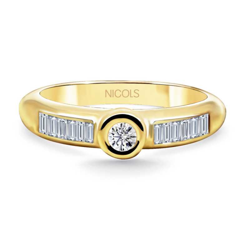 Anillo Diamantes Emily Oro Amarillo 0,40ct - Alianzas de Baguette
