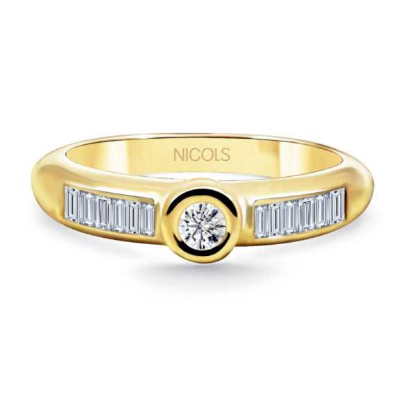 Anillo Diamantes Emily Oro Amarillo 0,40ct - Alianzas de Baguette