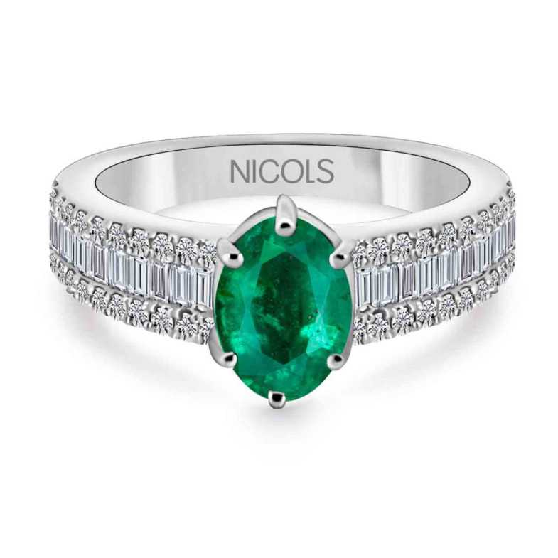 Anillo Esmeralda Oval Diamantes Lola 1,00 Quilates - Anillos de Esmeralda