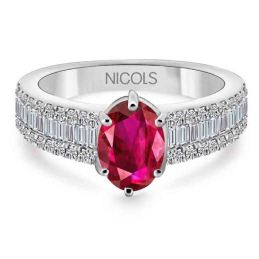 Anello Rubí Ovale e Diamante Lola 1.00 - Anelli di rubino