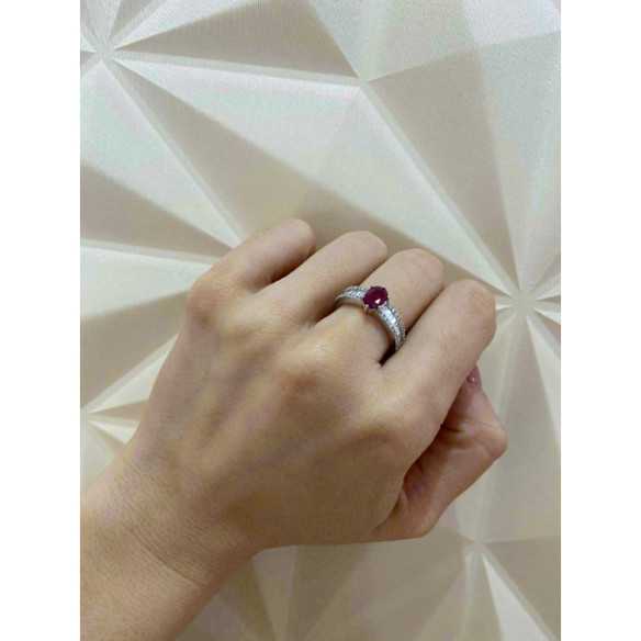Oval Ruby and Diamond Ring Lola 1.00 - Ruby Rings