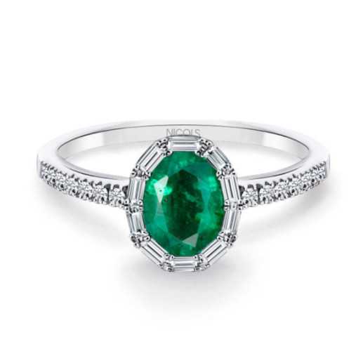 Anillo Esmeralda Oval y Diamantes Colour Oval - Anillos de Esmeralda
