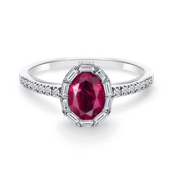 Anillo Rubí Oval y Diamantes Colour Oval - Anillos de Rubí