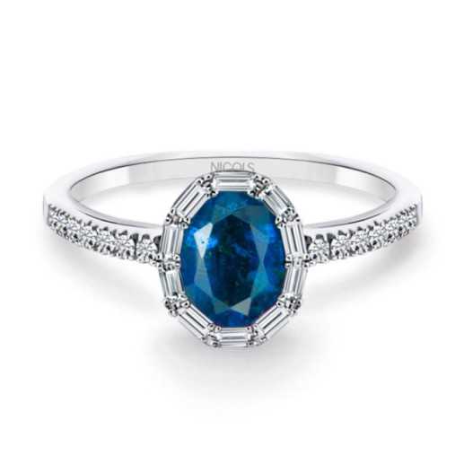 Anello Ovale Sapphire e Diamanti Ovali - Anelli zaffiro
