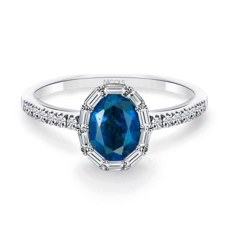 Anillo Zafiro Oval y Diamantes Colour Oval - Anillos de Zafiro