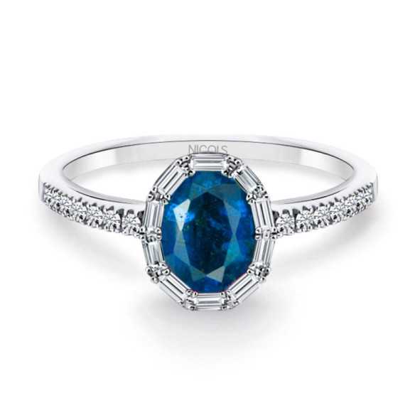 Anillo Zafiro Oval y Diamantes Colour Oval - Anillos de Zafiro