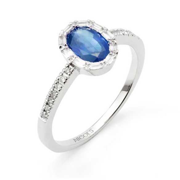 Anillo Zafiro Oval y Diamantes Colour Oval - Anillos de Zafiro