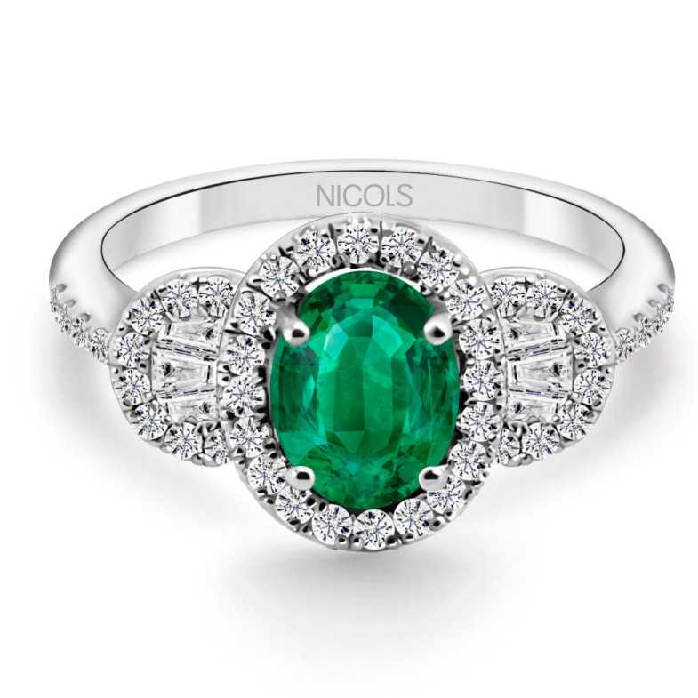 Anillo Esmeralda Oval Diamond Colour - Anillos de Esmeralda