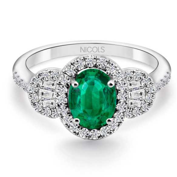 Anillo Esmeralda Oval Diamond Colour - Anillos de Esmeralda