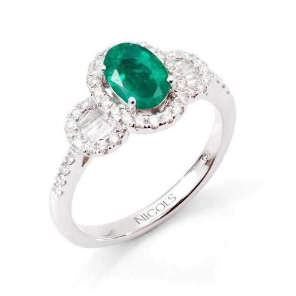Anillo Esmeralda Oval Diamond Colour - Anillos de Esmeralda