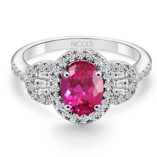 Rubí Diamante Colore Anello - Anelli di rubino