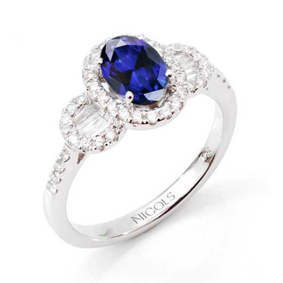 Anel de safira cor de diamante - Anéis de safira