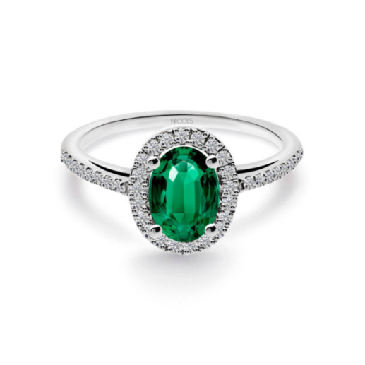 Anillo Esmeralda Orla Dalia 0.98 - Anillos de Esmeralda