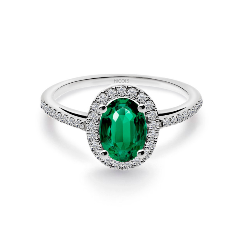 Anillo Esmeralda Orla Dalia 0.98 - Anillos de Esmeralda