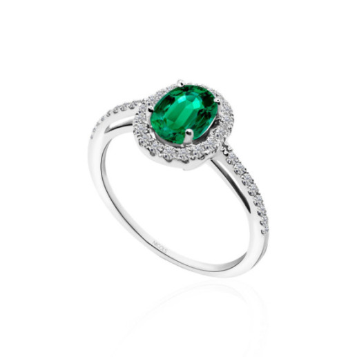 Anillo Esmeralda Orla Dalia 0.98 - Anillos de Esmeralda 2