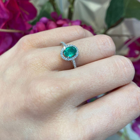 Anello smeraldo Orla Dalia 0.98 - Smeraldo