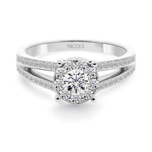 Anillo Diamantes Noa 0.68 Oro Blanco - Anillos de Compromiso Rosetón