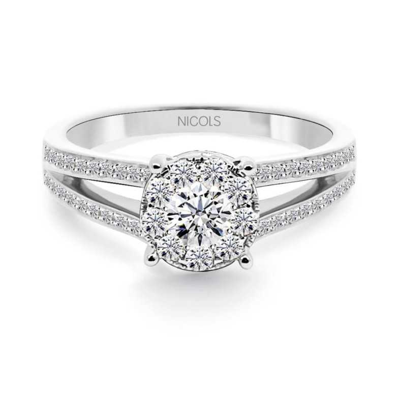 Anillo Diamantes Noa 0.68 Oro Blanco - Anillos de Compromiso Rosetón
