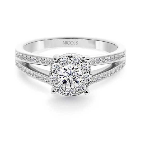 Diamante anello Noa 0.68 oro bianco - Anelli di fidanzamento Rosetta