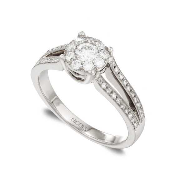 Diamante anello Noa 0.68 oro bianco - Anelli di fidanzamento Rosetta