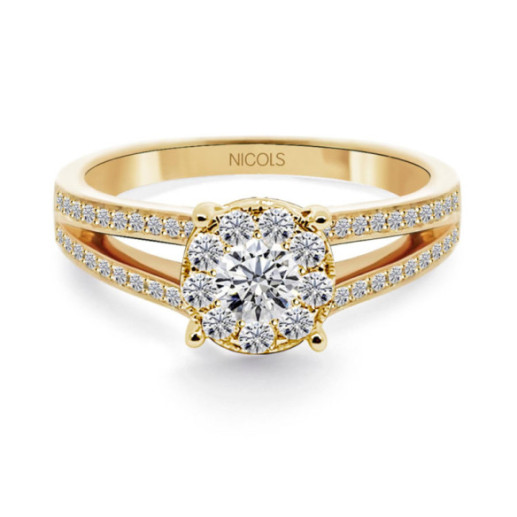 Anillo Diamantes Noa Oro Amarillo - Anillos de Compromiso Rosetón