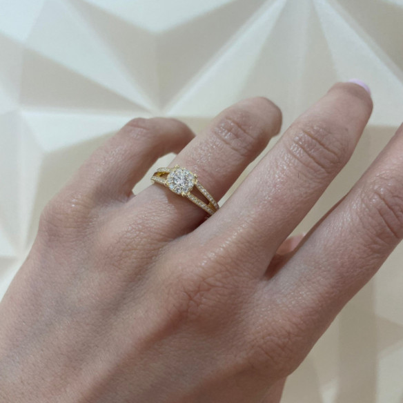 Noa 0.68 Amarelo Ouro Diamante Anel - Rosette anéis de noivado