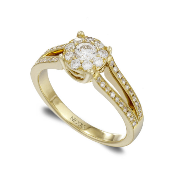 Anillo Diamantes Noa Oro Amarillo - Anillos de Compromiso Rosetón