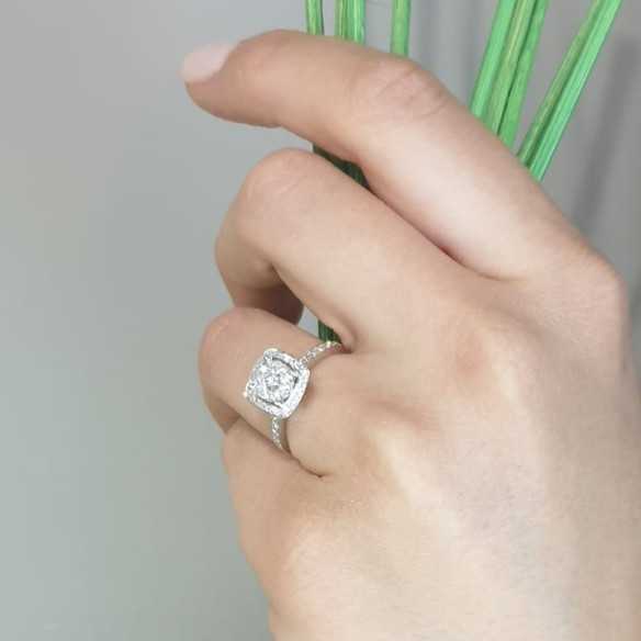 Anillo Diamantes Oro Blanco Gardenia - Anillos de Compromiso Rosetón