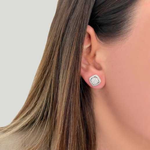 Brincos de diamante Gardenia em ouro branco 1.05 - Brincos de noiva 2