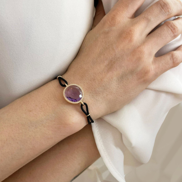 Pulsera Amatista Y Diamantes New Wave - Steine Farbarmbänder