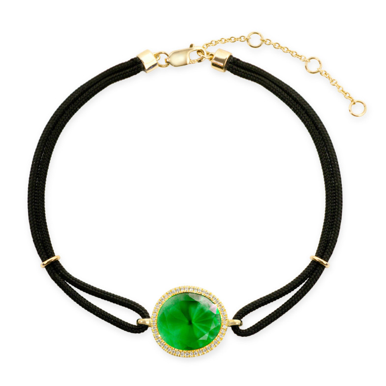 Pulsera Granate Verde Y Diamantes New Wave - Bracelets de couleur de pierres