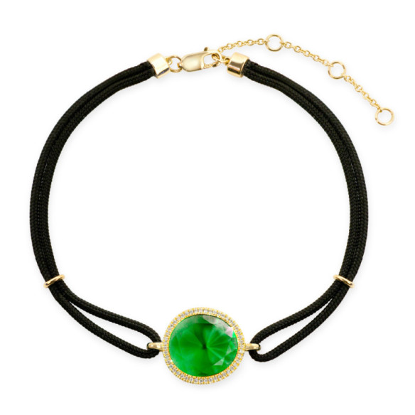 Pulsera Granate Verde Y Diamantes New Wave - Steine Farbarmbänder