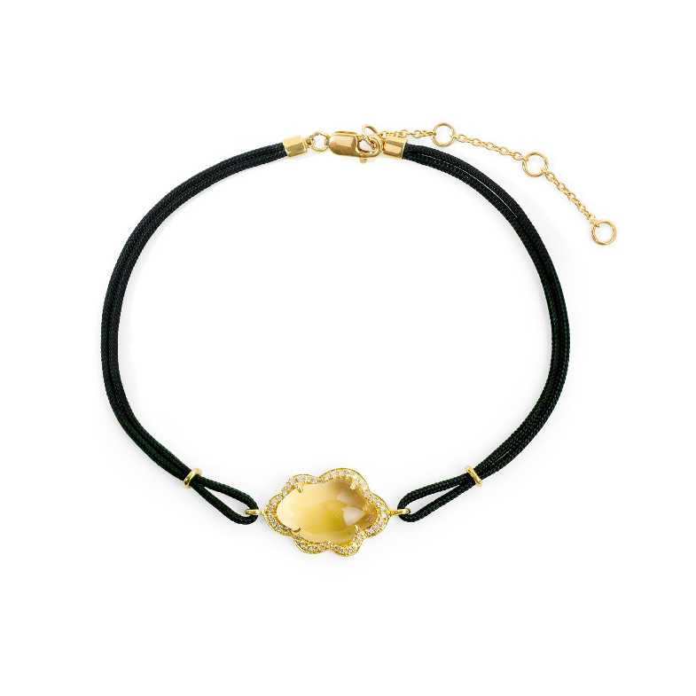 Pulsera Citrino Y Diamantes Nube New Wave - Pulseras Piedras Color