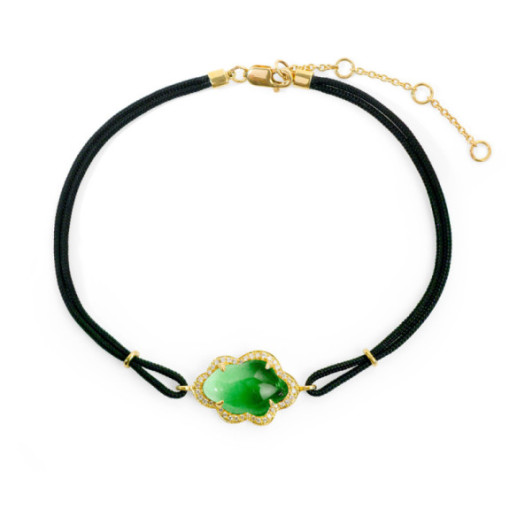 Pulsera Granate Verde Y Diamantes Nube New Wave - Pulseras Piedras Color
