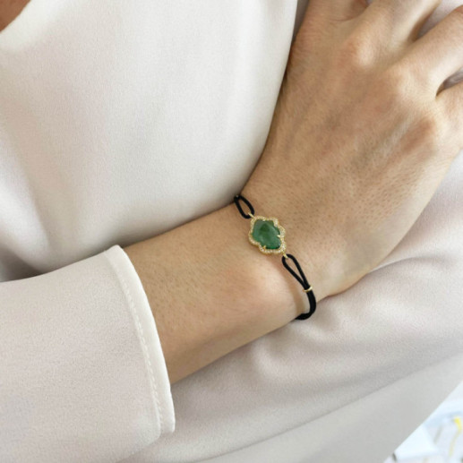 Pulsera Granate Verde Y Diamantes Nube New Wave - Pulseras Piedras Color 2