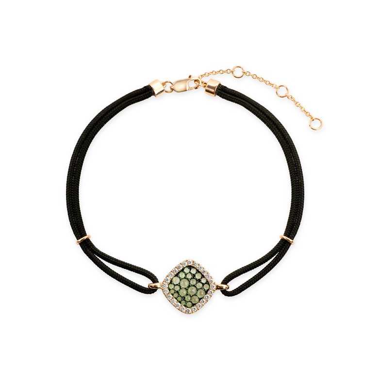Pulsera Granate Verde Y Diamantes Rombo New Wave - Pulseras Piedras Color