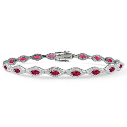 Pulsera Diamantes y Rubís Marquise Riviere - Pulseras Piedras Color