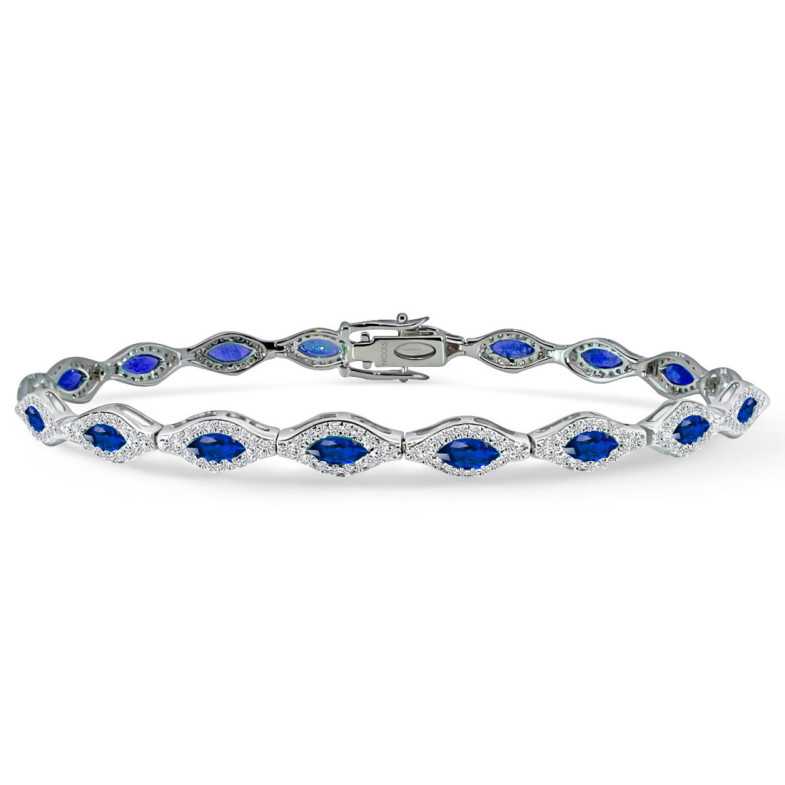 Pulsera Riviere Zafiros Marquise y Diamantes - Pulseras Piedras Color