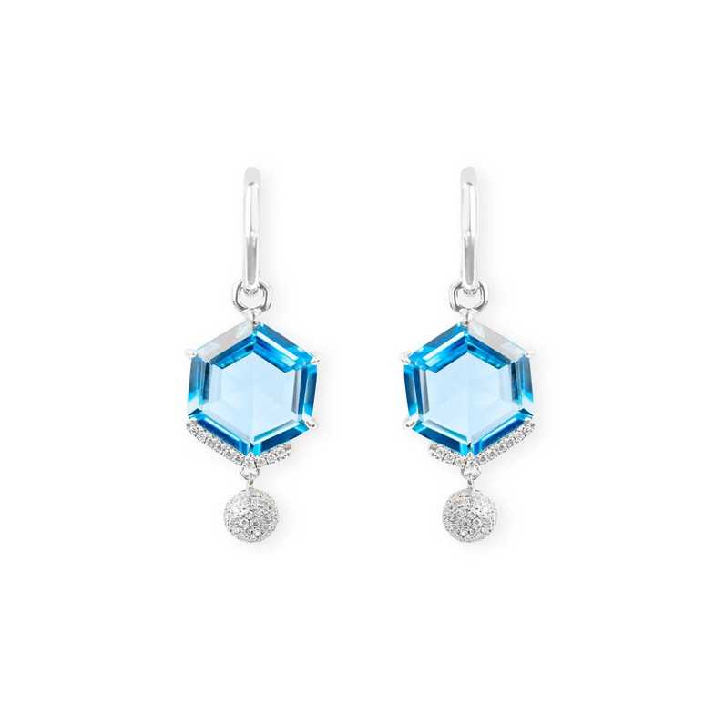 Colorfull Geometric Earrings - Blue stones earrings