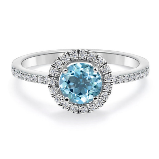 Anillo Oro Zircon Azul Sello Redondo - ANILLOS