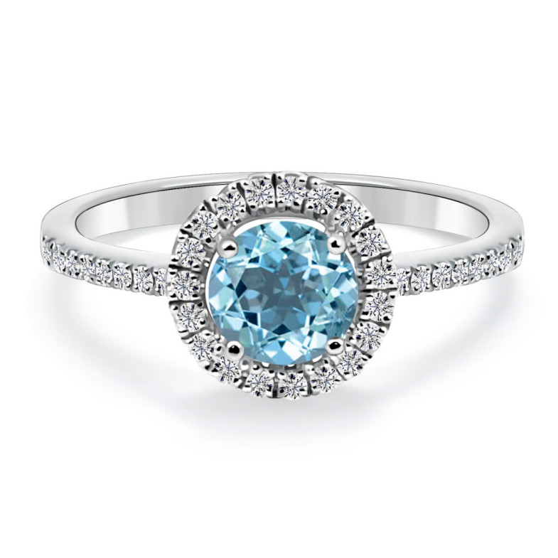 Anel de ouro Zircon Blue Seal Redondo - ANéIS