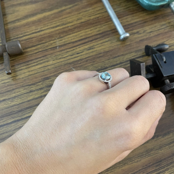 Anillo Oro Zircon Azul Sello Oval - Bagues Autres pierres précieuses