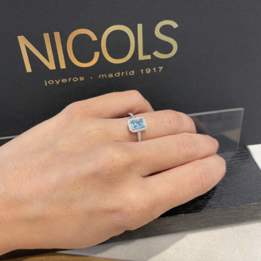 Blauer Zirkon-Goldring mit Baguette-Stempel - Ringe andere Edelsteine 2
