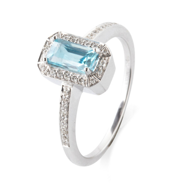 Anillo Oro Zircon Azul Sello Baguette - Ringe andere Edelsteine